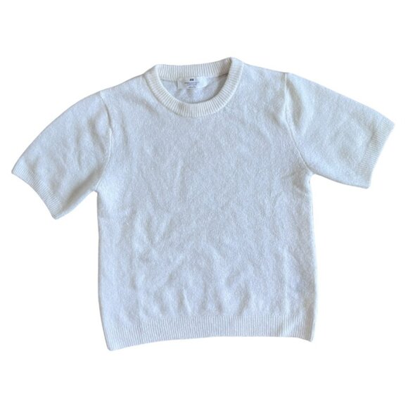 Ivory Short Sleeve Knit Sweater Youth 12–14 Fits Women’s XS/S Soft Pullover - Picture 2 of 5